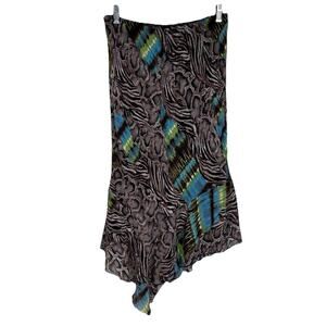 Monte Womens M Midi Asymmetric Green Brown Snake Print Skirt Pull On Canada Y2K